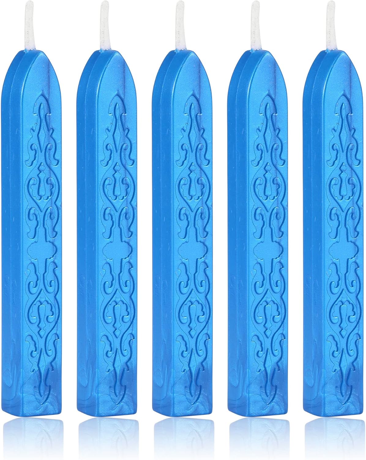 Yoption 5 Pcs Totem Fire Manuscript Sealing Sticks with Wicks Multi-Color Cord Wick Sealing Wax for Postage Letter Retro Vintage Wax Seal Stamp (Royal Blue)