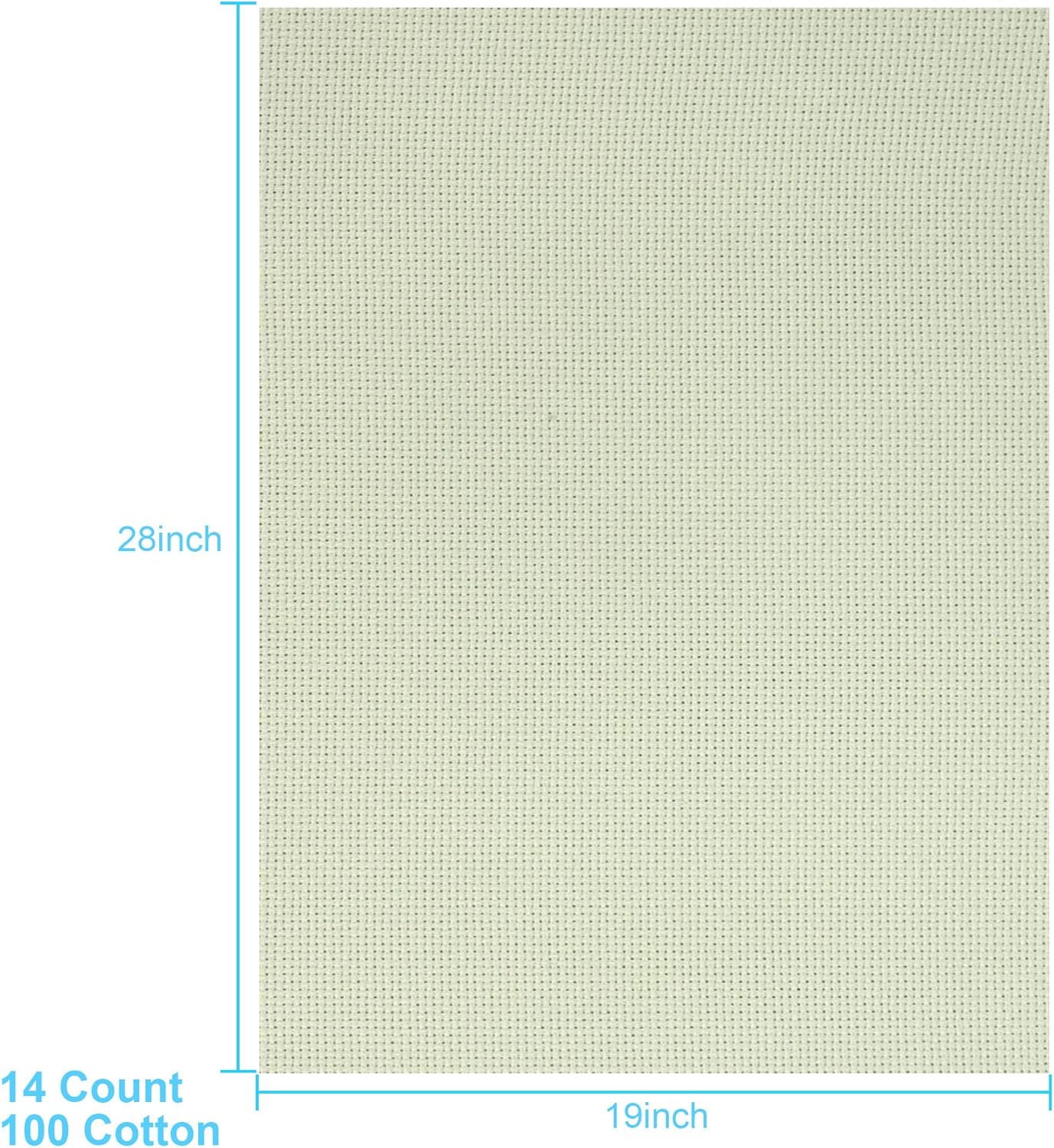 Aida Cloth 14 Count Cross Stitch Fabric,19×28inch (14CT, Light Green)