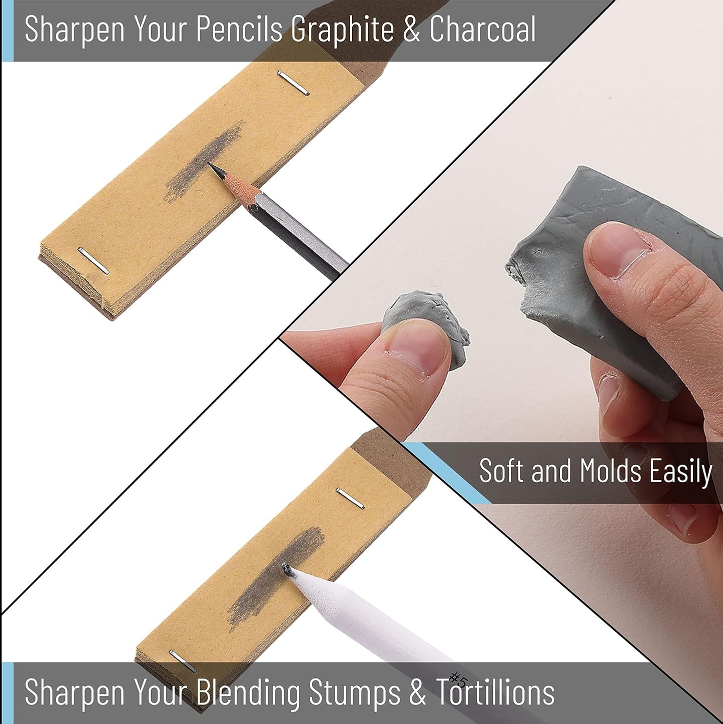 Mr. Pen- Blending Stump, 33 pcs, Blending Stumps for Drawing, Shading Pencils for Sketching, Blending Pencil, Tortillions, Sandpaper Sharpeners, Pencil Extension Tool, Kneaded Eraser, Rub Sponge