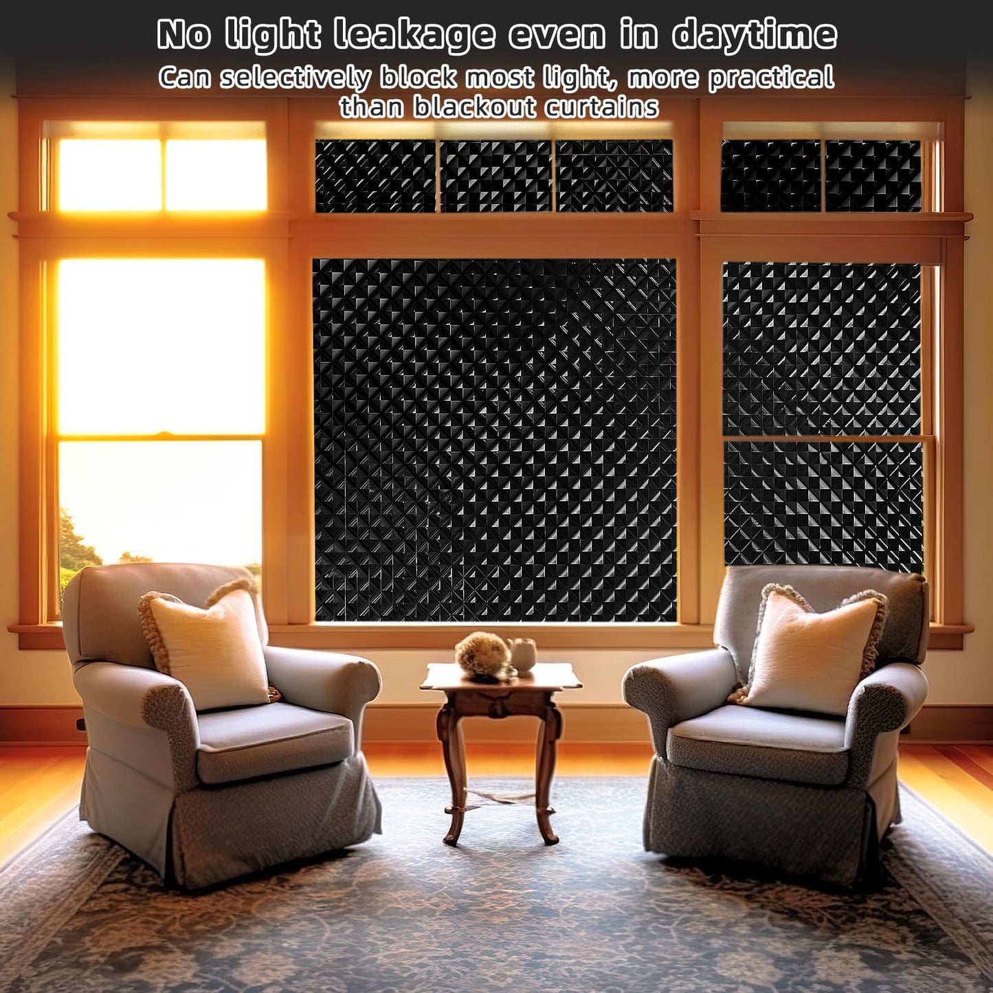 Qualsen Blackout Window Film, 𝟑𝐃𝐕𝐢𝐬𝐮𝐚𝐥𝐀𝐩𝐩𝐞𝐚𝐥 100% Light Sun Blocking Privacy Film for Glass Windows, Removable No Glue Black Out Window Tint for Home Day Sleep Garage 35.4×78.7inch