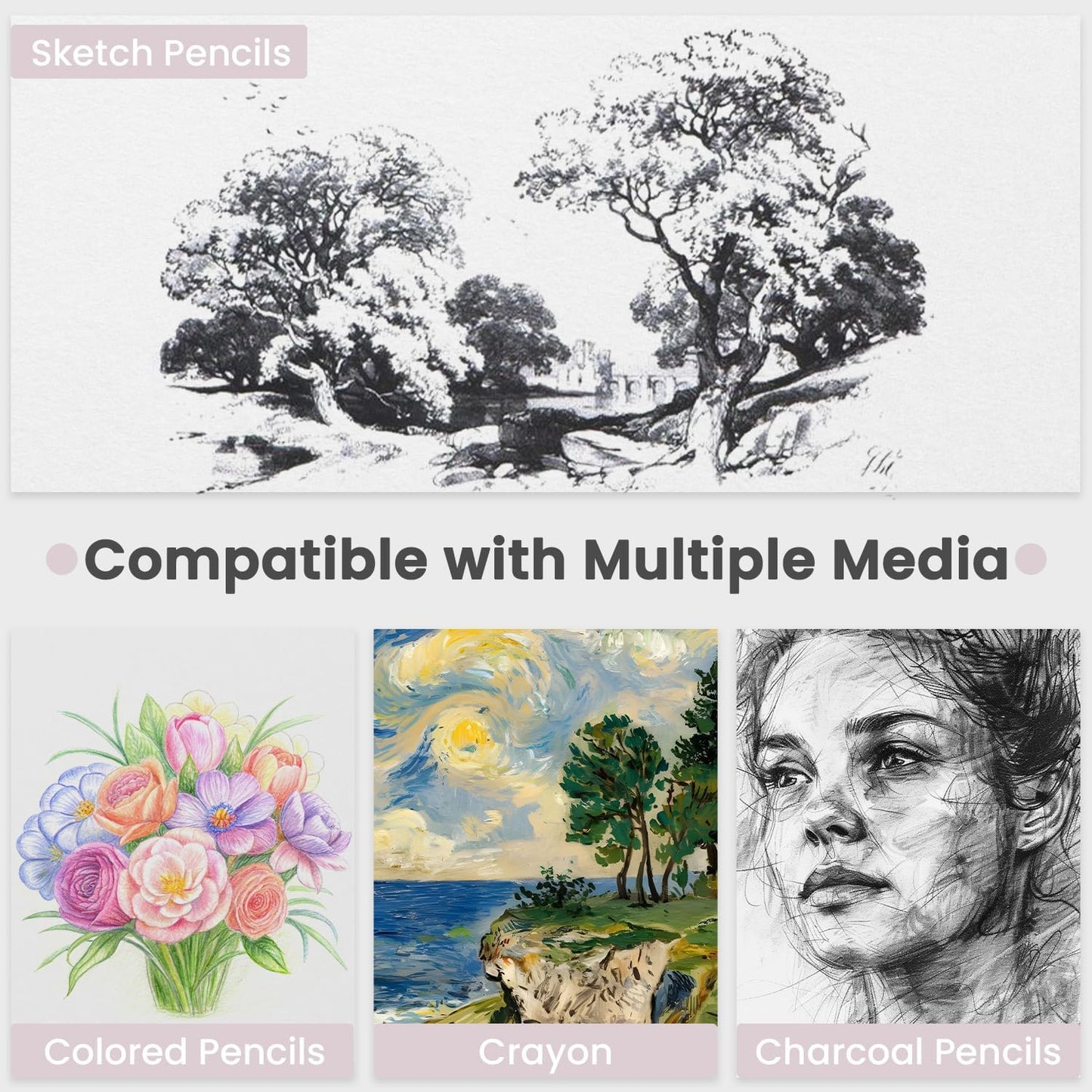 Cute Sketch Book for Kids Ages 8-12 Girls, 1 Pack-100 Sheets Purple Sketch Book 9x12, 68lb/100gsm Cute Sketchbook for Girls, Spiral Sketch Pads for Drawing, Art Supplies for Teens.