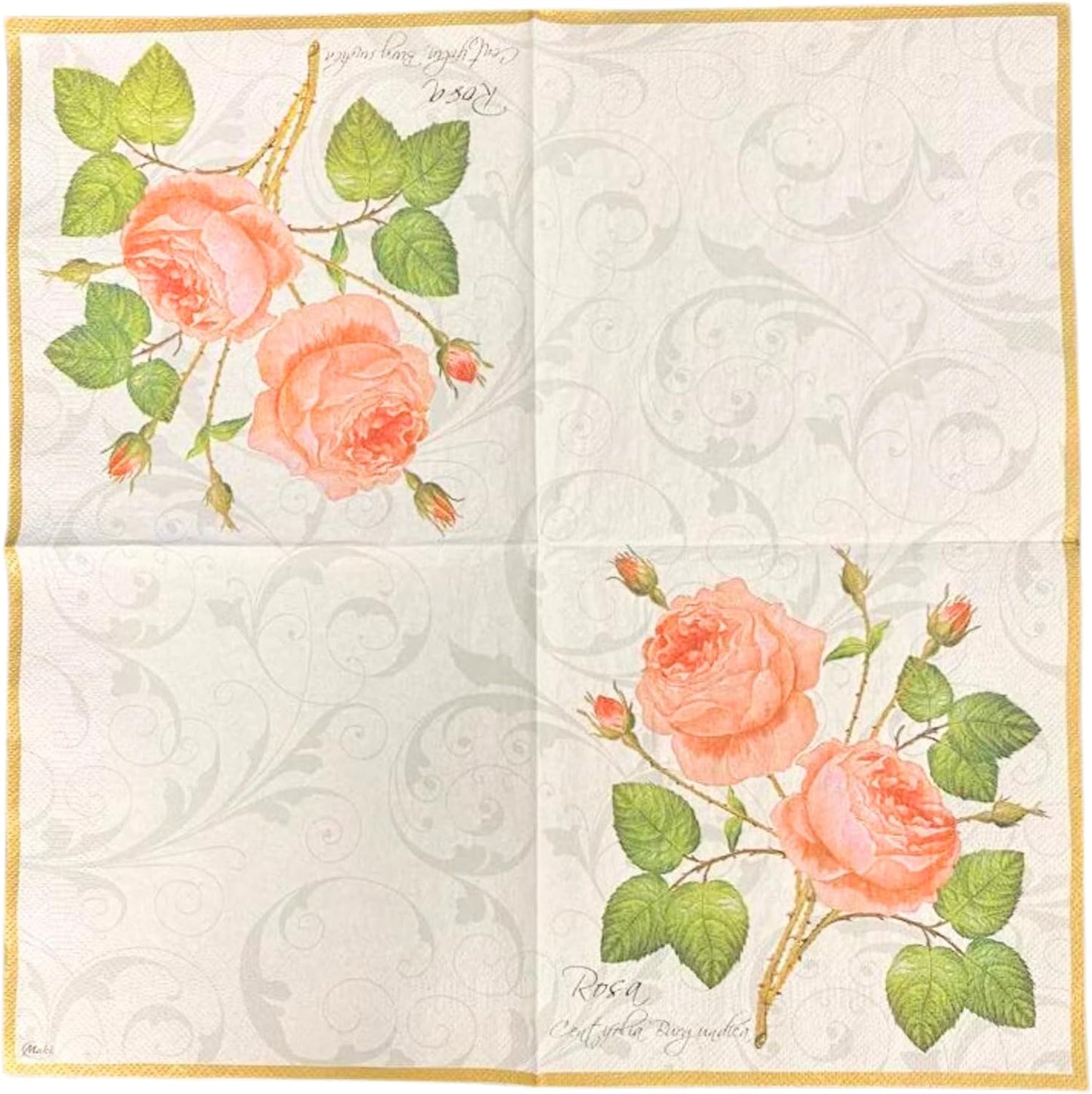 20-ct 13x13 Flowers Paper Luncheon Decoupage Napkins, 3-Ply Servilletas Printed Baby Roses Cocktail Napkin for Art, Dinner and Party, Disposable Napkins Decor