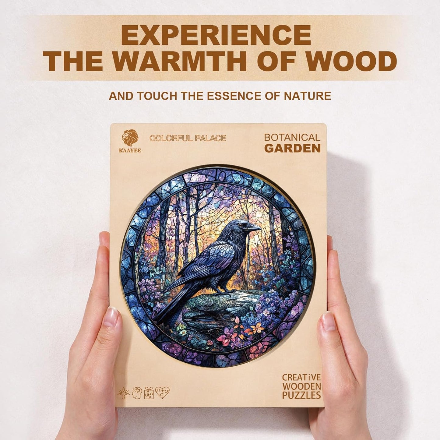 Wooden Puzzles for Adults, Wooden Jigsaw Puzzles, Exquisite Raven Puzzle, Gifts for Family or Friends for Any Holiday.（8.5 * 8.5 in 100pcs）