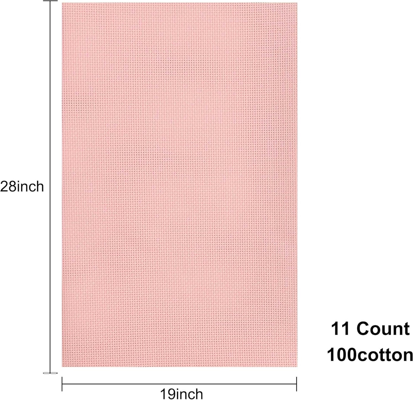 Aida Cloth 11 Count Cross Stitch Fabric,19×28inch (11CT,Pink)