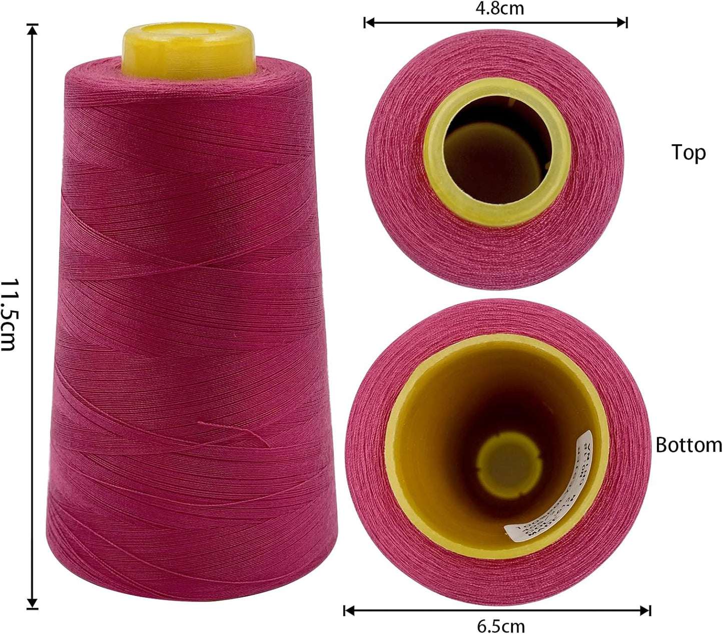 Tortoise 4 Cones of 3000 Yards Each Spool Thread for All Purpose, Serger, Overlock, Quilting, Sewing Machine - 100% Polyester - Fuschia