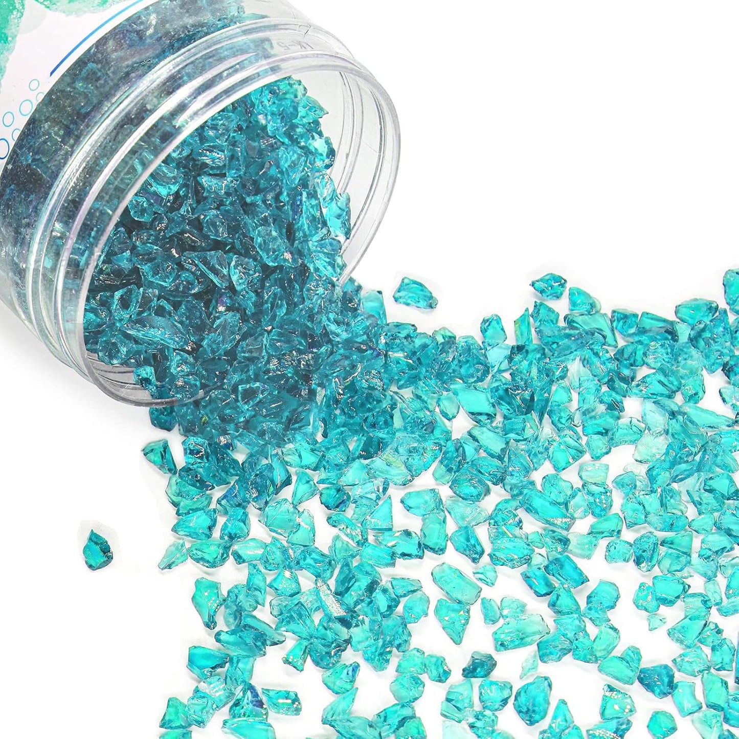 Crushed Glass for Resin Art - 3-6mm Turquoise, 1.5lb | Broken Glass Pieces for Crafts, Vase Filler & Fire Pit Media | Decorative Stones