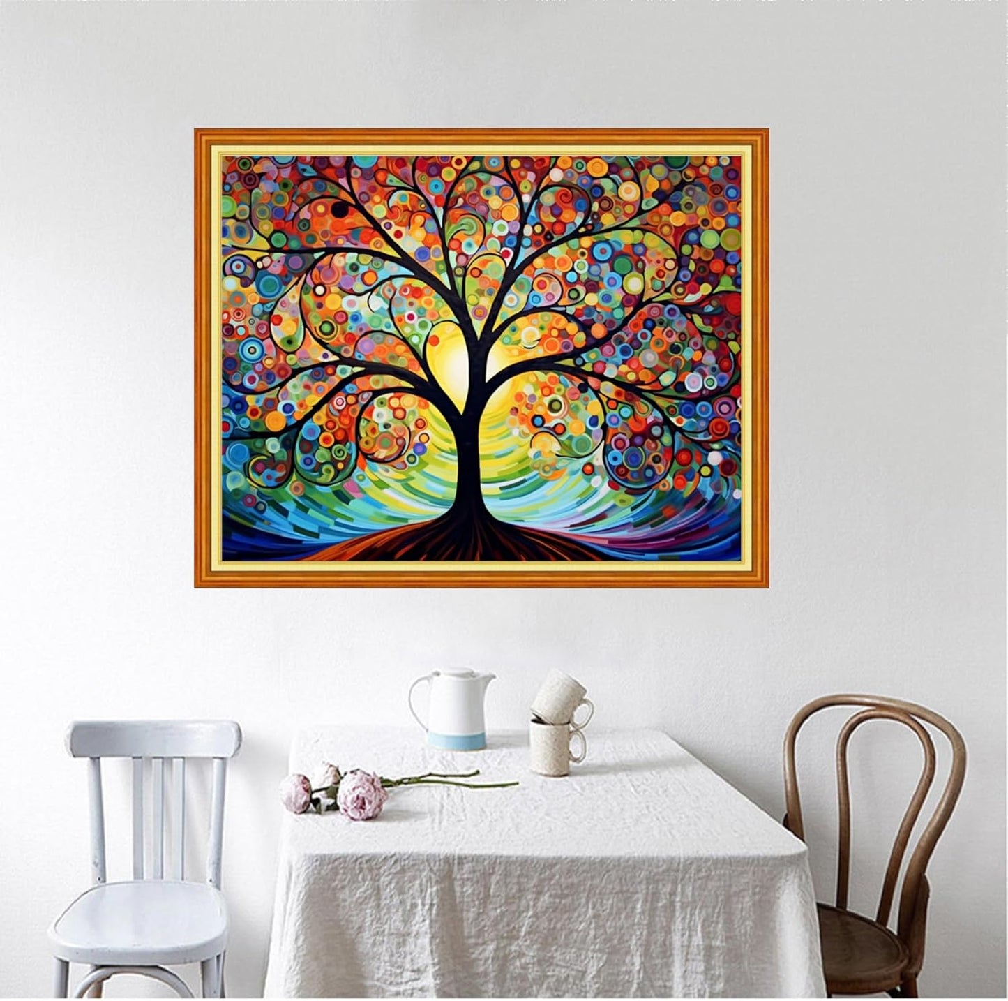 Foxhool Beginners Cross Stitch Kits Stamped Full Range of Embroidery Kits for Adults DIY Cross Stitches kit Embroidery Patterns for Needlepoint kit-Starry Sky Tree 16x20 inch