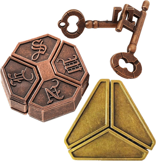 Metal Brain Teasers Puzzles for Kids and Adults 3 PCS Unlock Interlocking Puzzles IQ Logic Test Disentanglement Educational Toy for Kids Adults