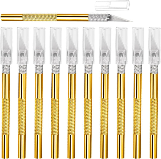 15 Pack Exacto Knife Set, Hobby Knife, Back to School Supplies Craft Knifes Kit for Art, Carving, DIY, Scrapbooking, Art, Cutting, Stencil(Gold)