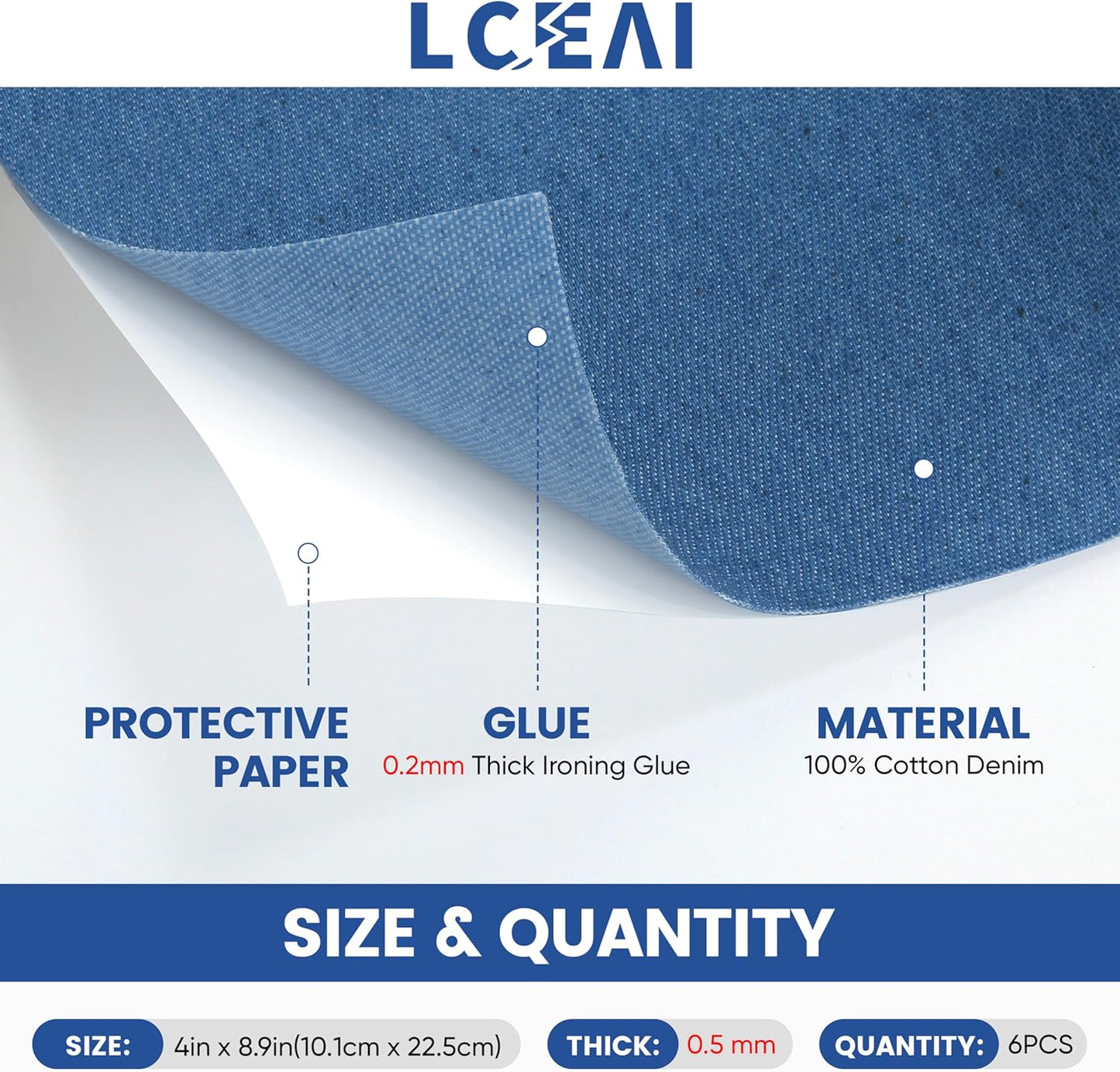 Denim Patches for Inside Jeans - Iron On Patches for Jeans - Jeans Patch for Repairing Pant Holes and Covering Imperfections, 6 Colors, Each Piece Measures 4 in x 8.9 in