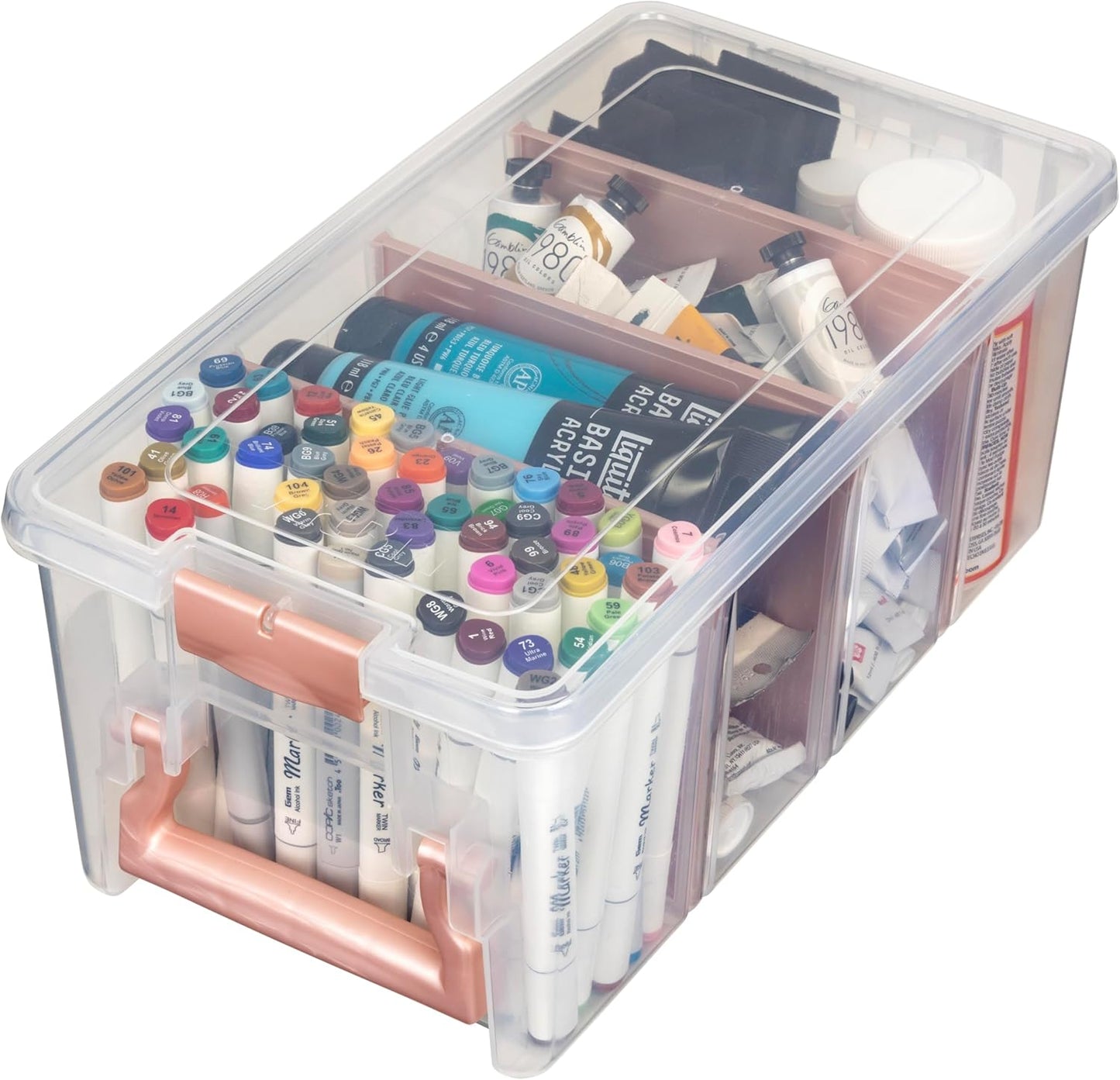 ArtBin Semi Satchel Portable Craft Organizer with 3 Dividers - Clear Plastic Storage Case for Art & Craft Supplies (Pack of 4)