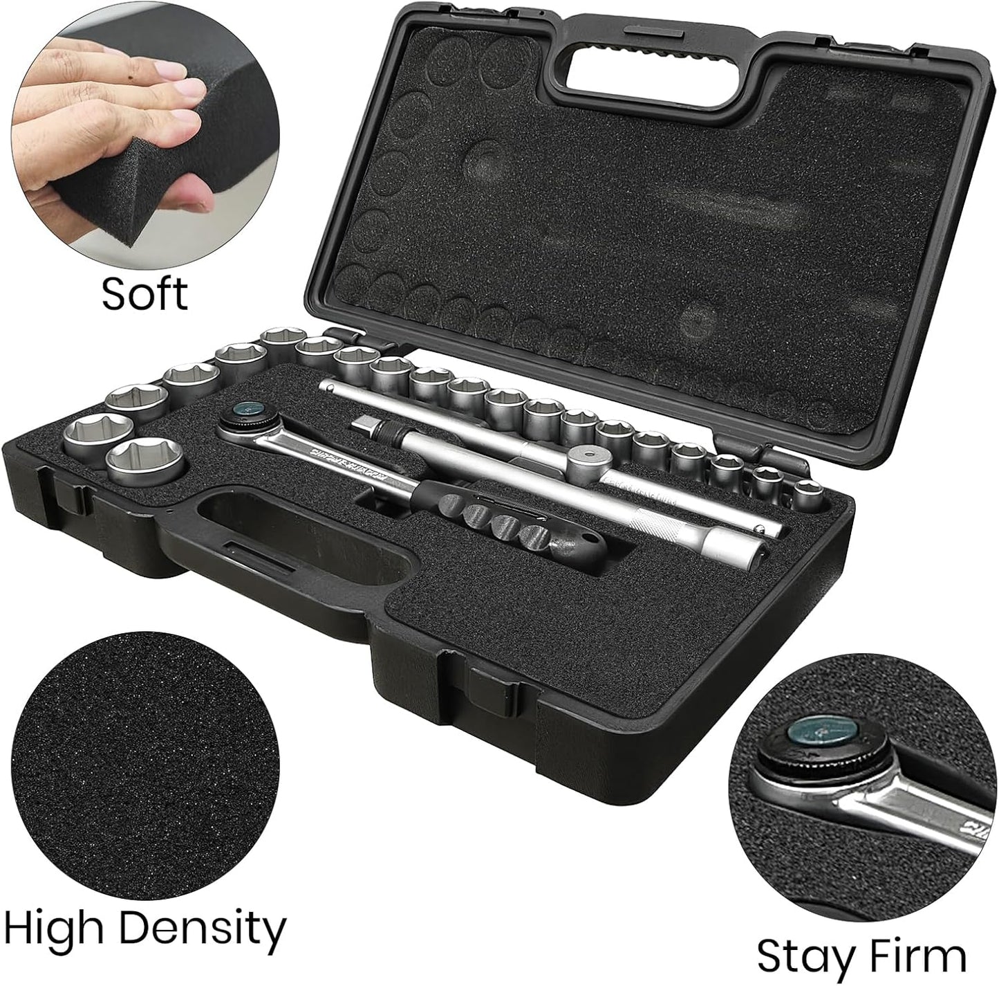 5 Pcs 16 x 12 x 2 Inches Polyurethane Foam - Foam Inserts for Cases Packing Foam Black Craft Foam Sheets for Packing Padding 2 Inch Thick for Camera Toolbox Storage