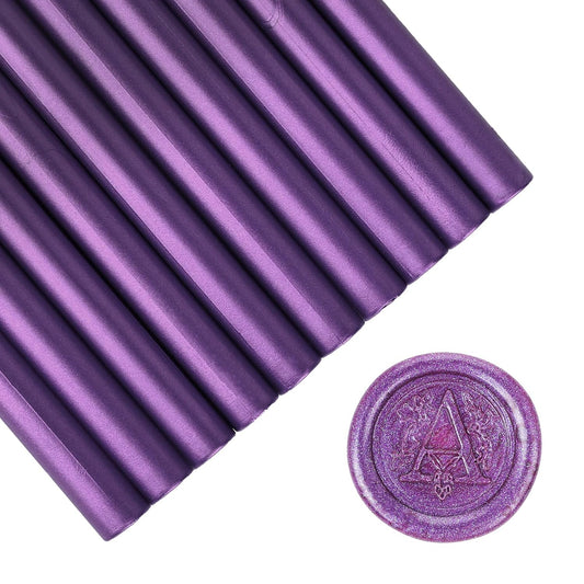 Glue Gun Sealing Wax Sticks for Wax Seal Stamp - Metallic Dark Purple, Great for Wedding Invitations, Cards Envelopes, Snail Mails, Wine Packages, Christmas Gift Ideas, Pack of 10