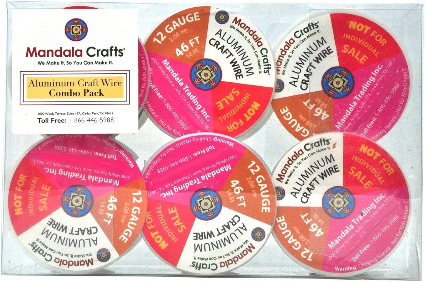 Mandala Crafts 12 Gauge Anodized Aluminum Craft Wire for Jewelry Making - 276 FT Colored Flexible Rose Gold Combo Wire - Bendable for Bonsai Armature Crafting Sculpting