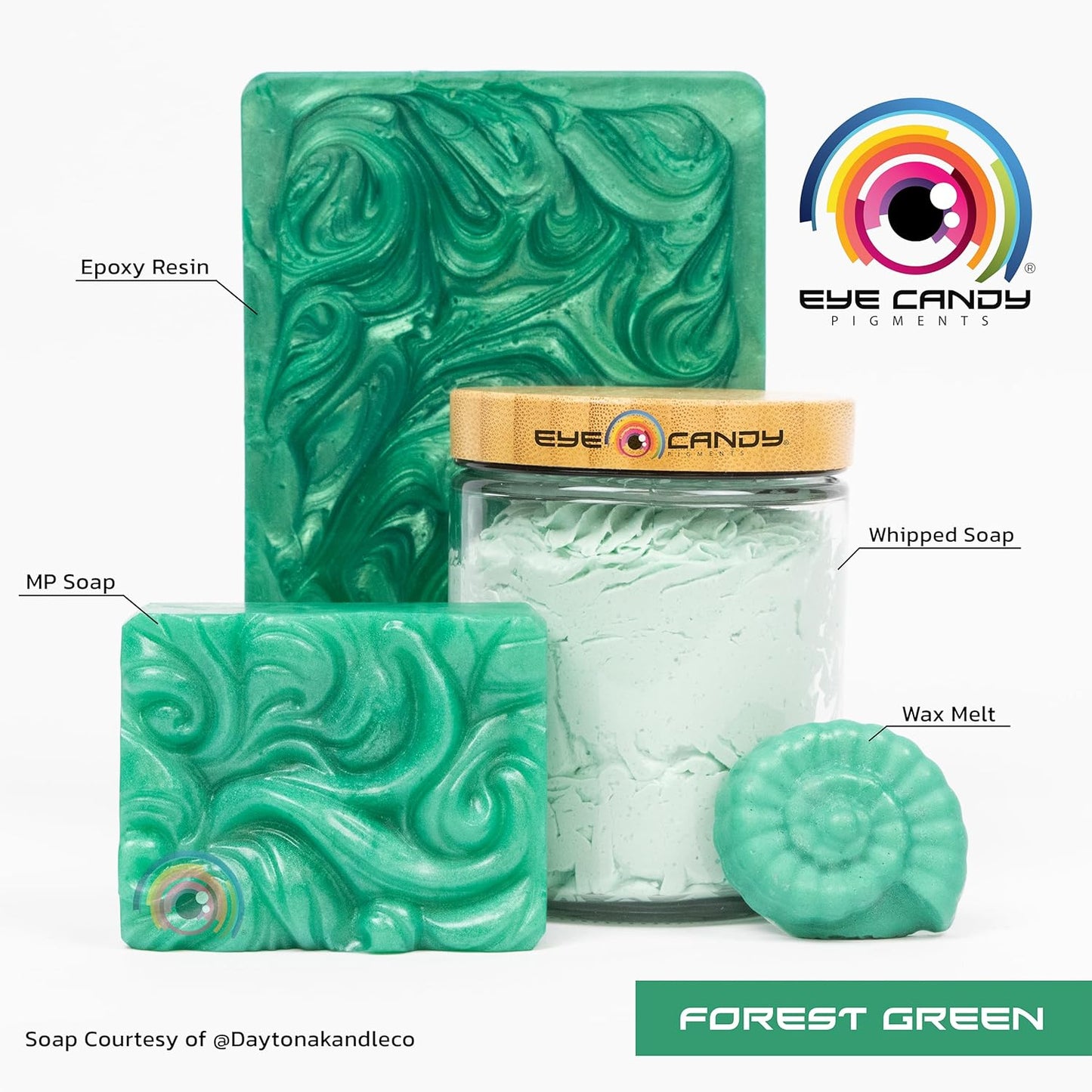 Eye Candy Pigments Premium Green Mica Powder - Forest Green (50gr) - for Epoxy, Resin, Soap, Paint, Woodworking, Acrylic Pouring, Bath Bombs, Fishing Lures - DIY Arts and Crafts Additive