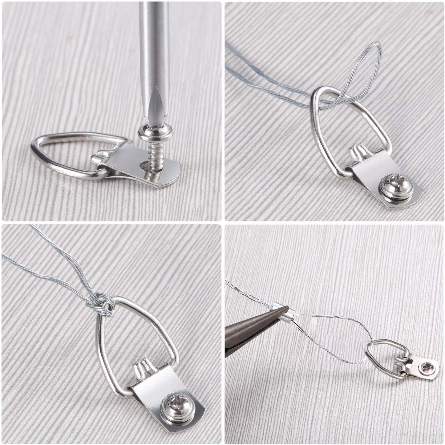 Picture Hanging Kit, Listenman D Ring Picture Hangers with Screws, Picture Hanging Wire(100 Feet) and Aluminum Sleeves, Supports up to 30 lb, Included Screwdriver