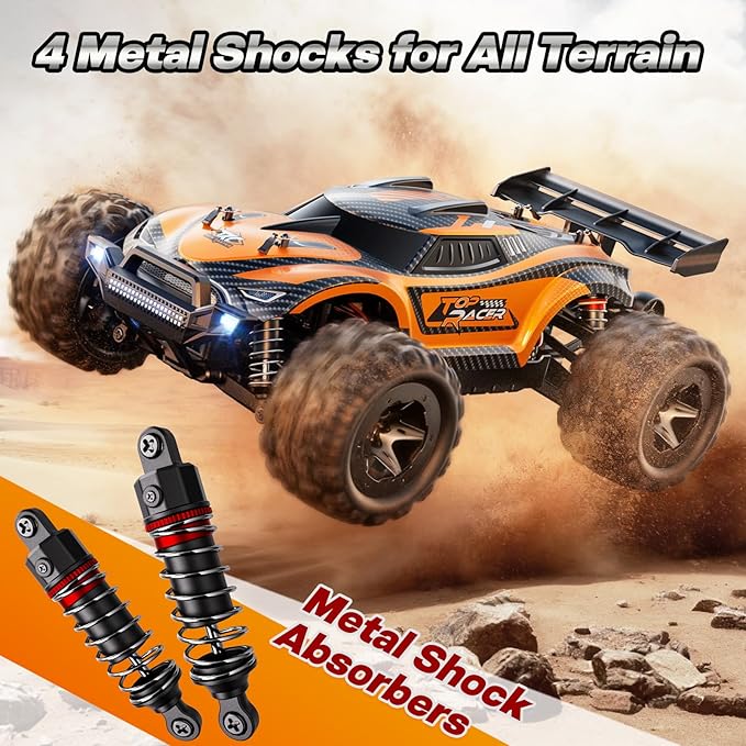 1:18 Fast RC Cars for Adults - 38+ KPH Off Road Remote Control Car - High Speed RC Monster Truck 4x4 All Terrain