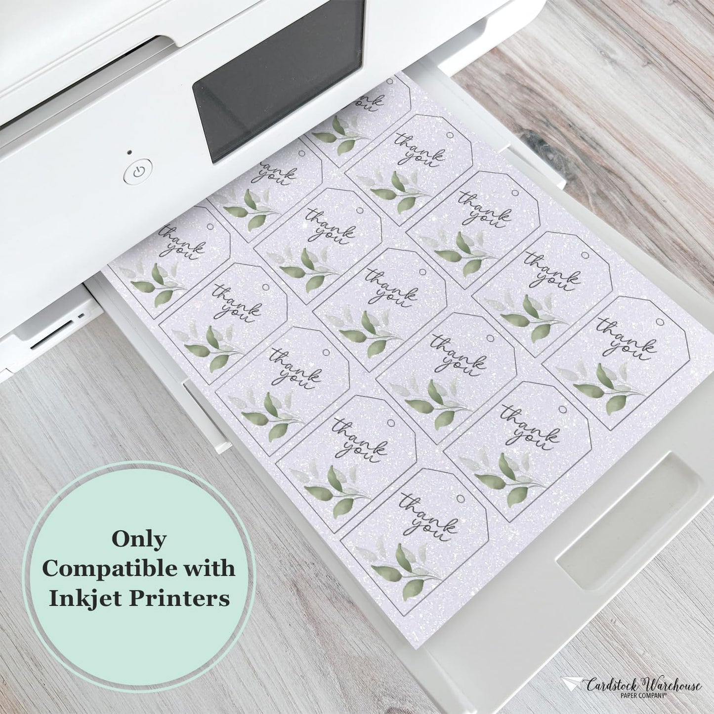 Cardstock Warehouse Diamond Print Inkjet Glitter - Premium White Glitter Cardstock Paper – 15 Sheets, 8.5 x 11" - 104 lb/280 GSM for Inkjet Printing, Die-Cutting, Card Making, Crafts, and DIY Projects