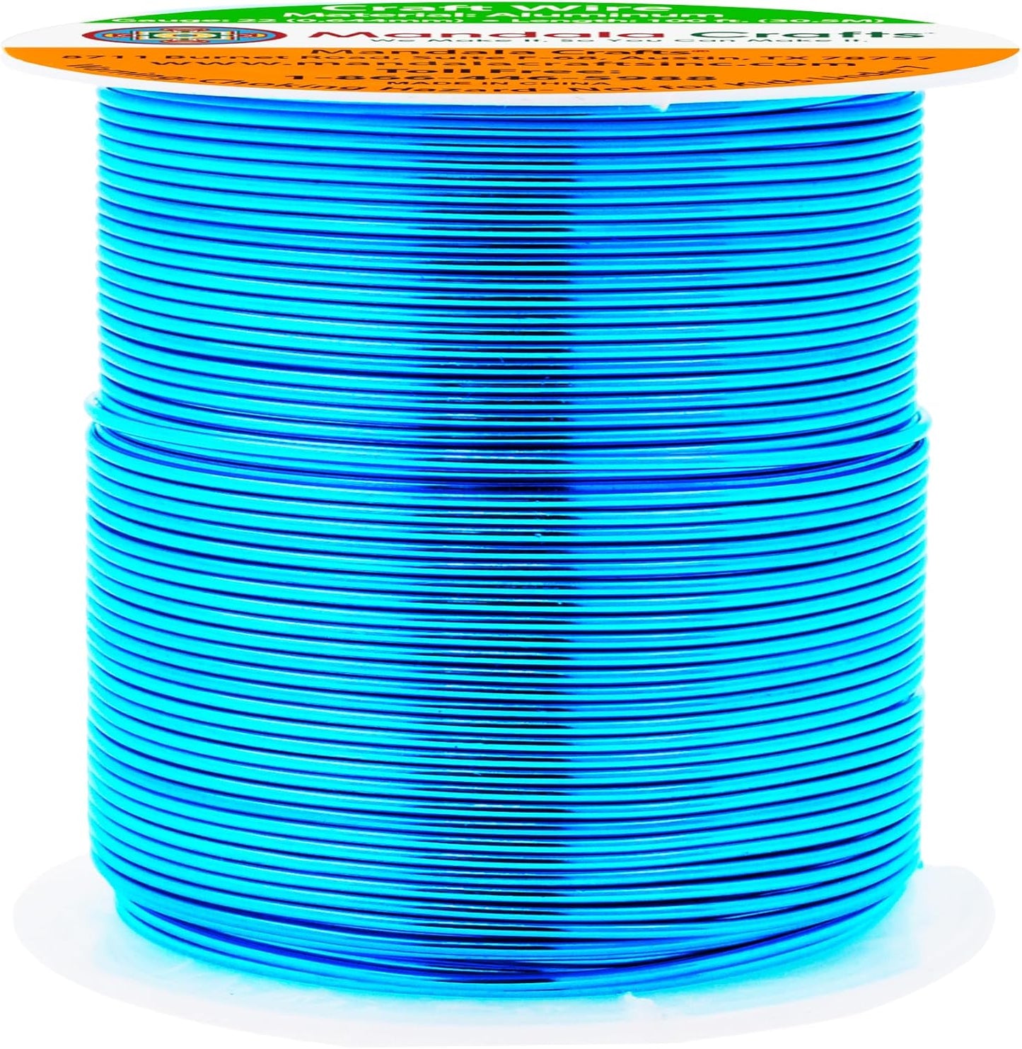 Mandala Crafts 22 Gauge Anodized Aluminum Craft Wire for Jewelry Making - 100 FT Colored Flexible Vivid Sky Blue Wire - Bendable for Bonsai Armature Crafting Sculpting