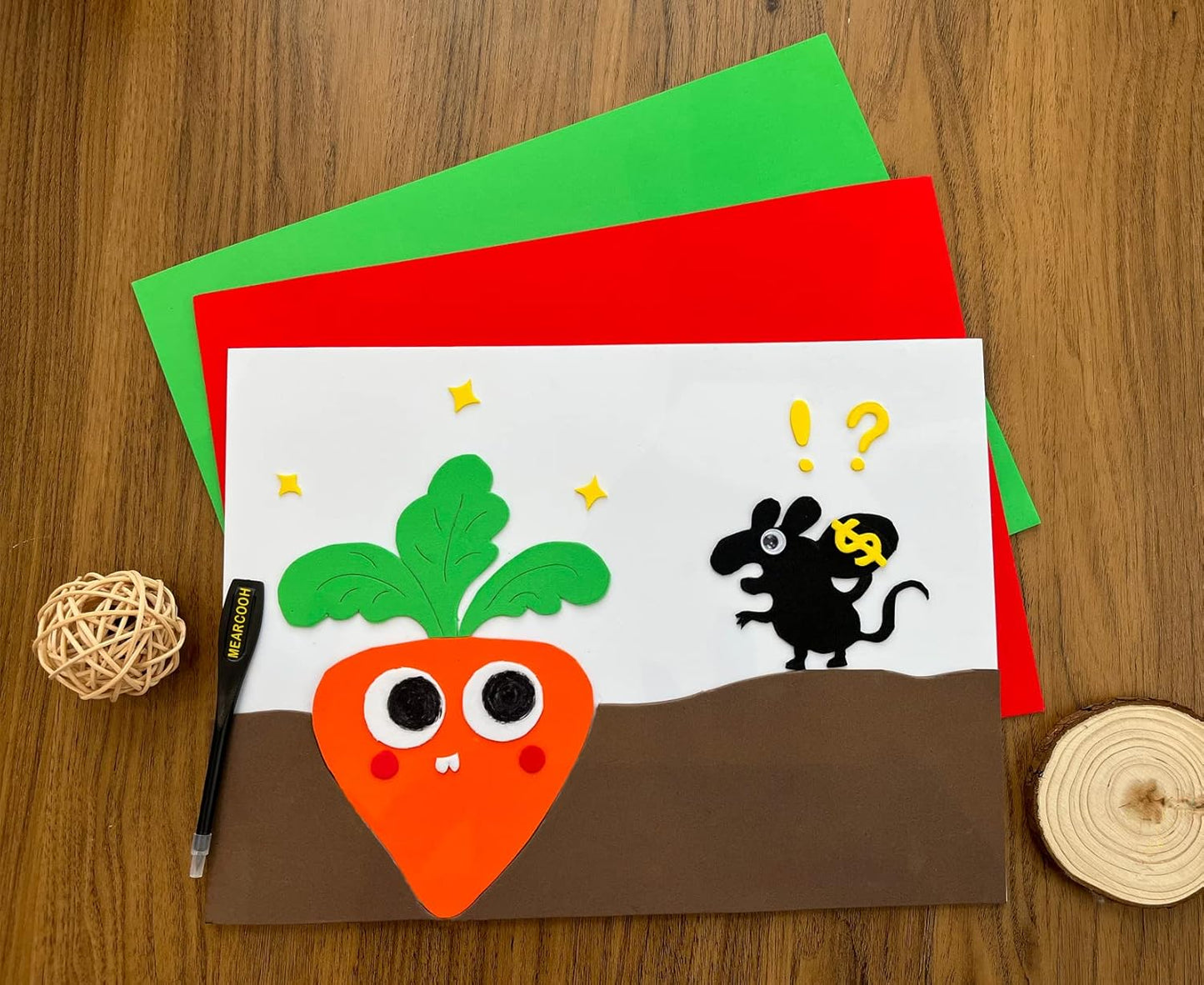 MEARCOOH 20-Pack Self Adhesive Foam Sheets, 10 Colors 2mm Sticky Eva Foam Paper 9x12 Inch for Crafts Cardmaking Photo Frames Classroom Scrapbooking