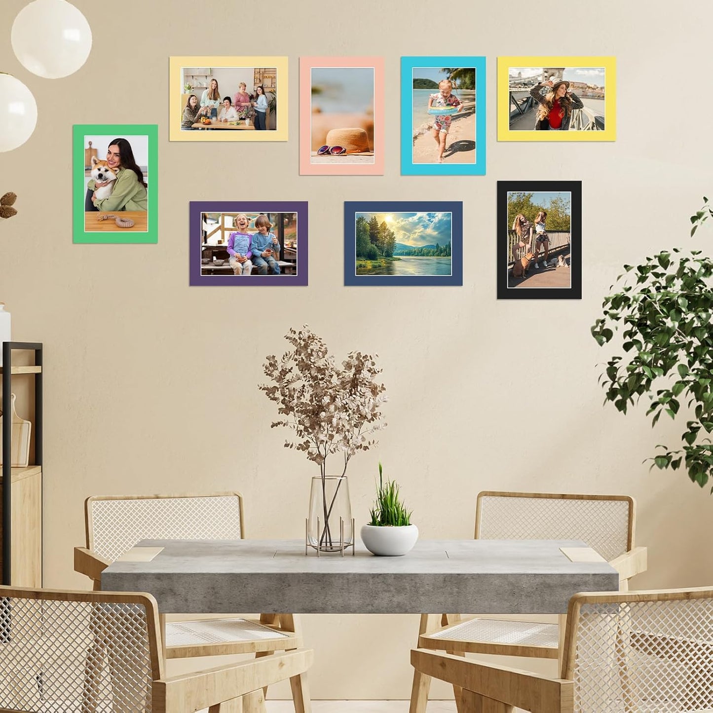 15 Pack 5x7 Picture Mats, Mixed Colors Frame Mattes for 4x6 Pictures Photo Frame Mat Core Bevel Cut Mat Board Show Kit for Photos, Prints, Artworks