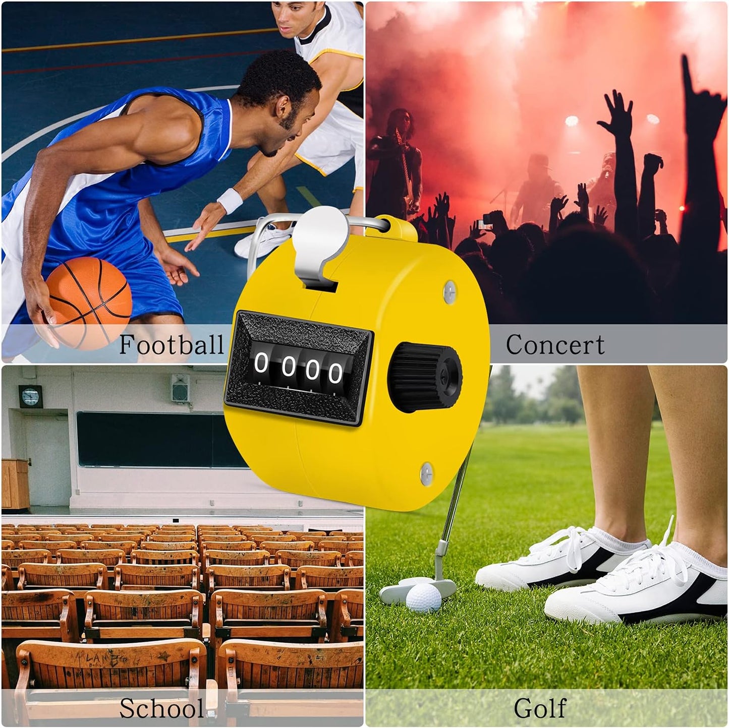 12 Pcs Hand Tally Counter 4-Digit Lap Counter Clicker, Manual Mechanical Handheld Pitch Click Counter with Finger Ring for School Golf & Knitting Row Croche