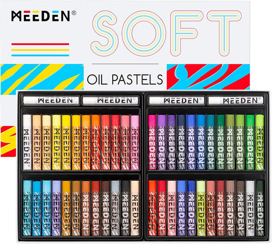MEEDEN Soft Oil Pastels Set: 48 Colors with Extra 4 White Oil Pastels for Artists Beginners Adults Teachers - Vibrant Oil Pastel Crayons for Art Painting & Drawing, Blending, Layering, Shading