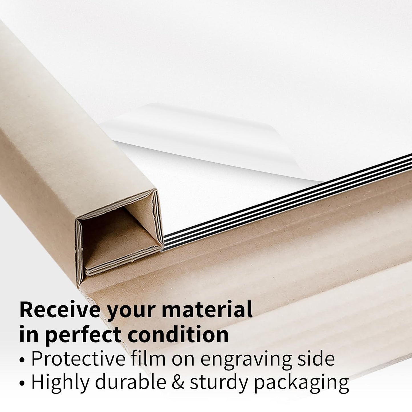 Trotec TroLase | 12"x20"x1/8", 4 Pcs | White/Black | 2 Ply | Modified Acrylic | Laser Engraving Double Color Plastic Sheet | Engraving Blanks for Laser, Saw, Guillotine | Made in USA