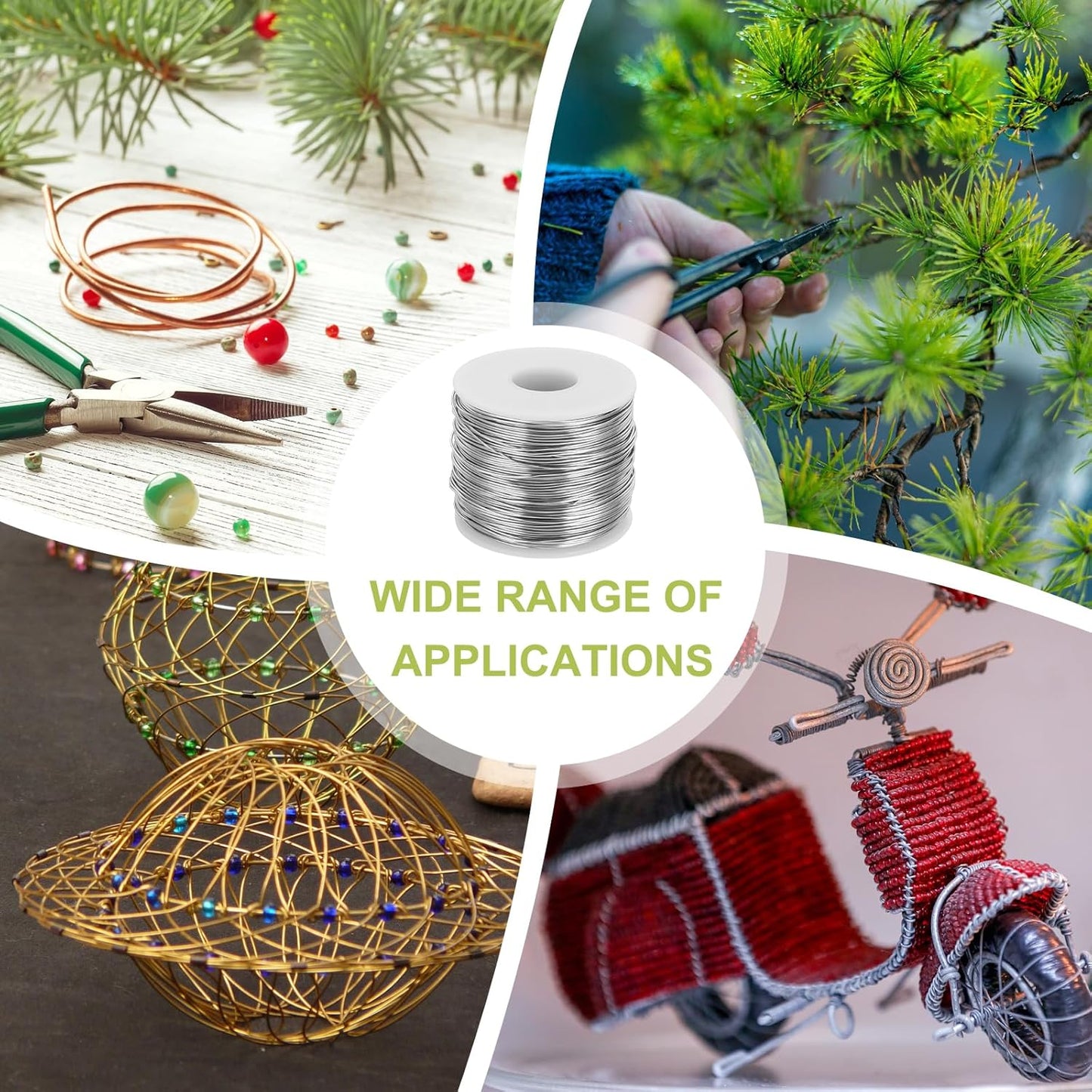 MECCANIXITY 18 Gauge Anodized Aluminum Craft Wire Bendable Bonsai Training Wire 492 Feet 1mm for Sculpting Crafts Wreath Floral Beading Jewelry Making, Silver Tone