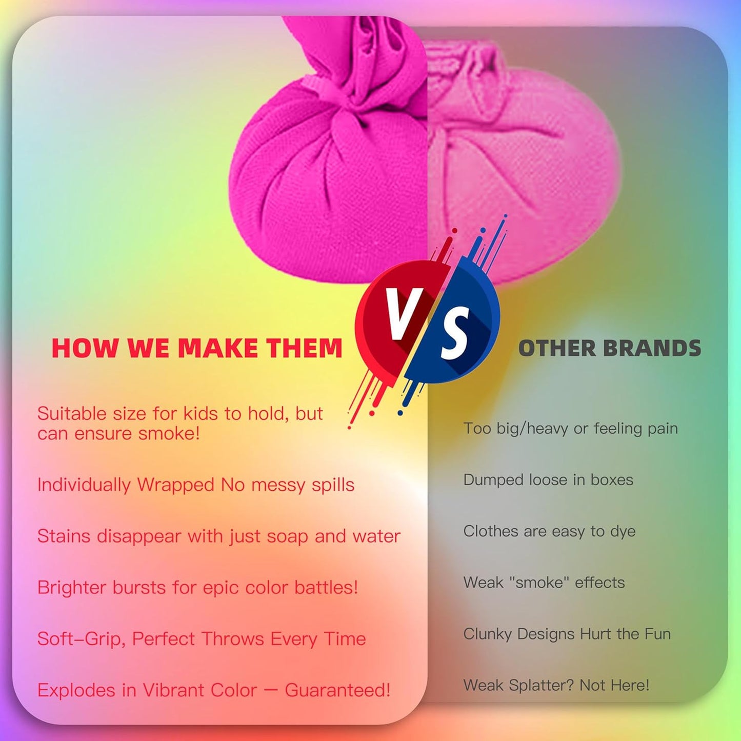 ARELUX Color Powder Balls-48 Packs Holi Powder Colors Chalk Balls,200+ Throws Each Chalk Bomb,Family Activiies Outdoor for Color Run Photography,Party Games,Friends Photoshoot,Birthday,Festival