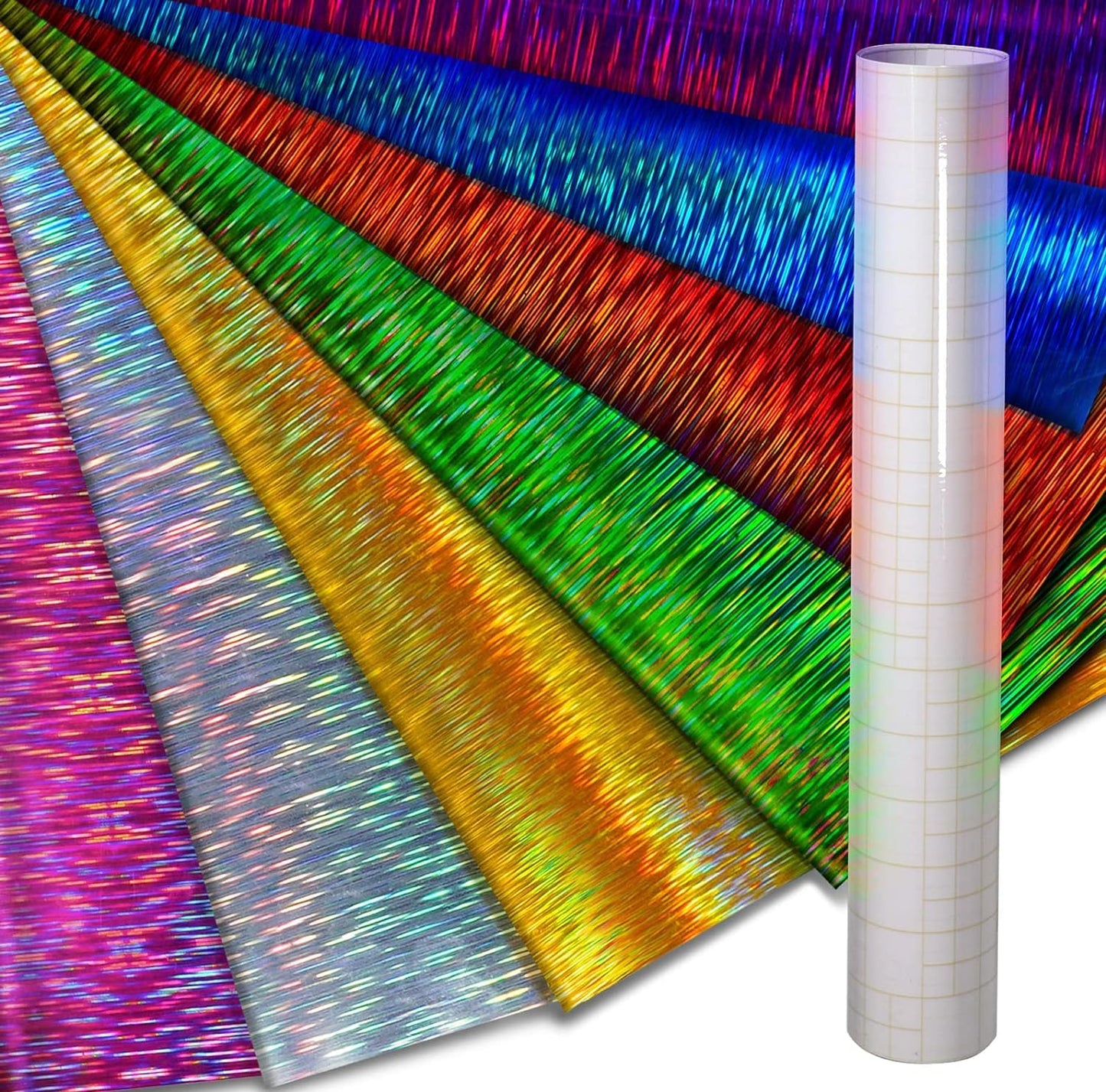 VViViD Mosaic+ Crafting Vinyl (Brushed Holographic, 7 Bundle 12" x 13" + Transfer Paper)