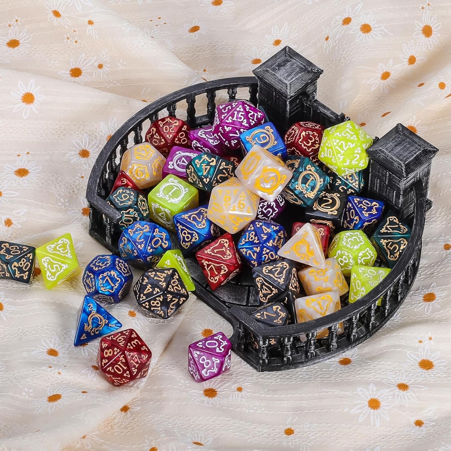 CiaraQ DND Dice Sets - 49pcs Polyhedral Dice, 7 Sets D&D Dice with Pouches, D4 D6 D8 D10 D% D12 D20 Dice for Dungeons and Dragons DND RPG MTG Table Games