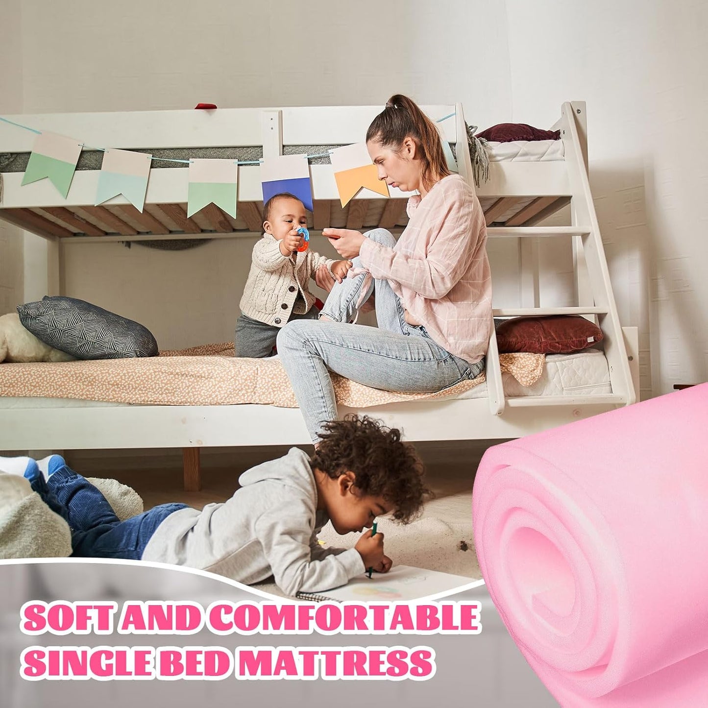 Amylove Polyurethane Foam 24" x 72" High Density Cushion Upholstery Foam Sheet for Seat Replacement DIY Projects Chairs Headboards Sofas Home(1/2" x 24" x 72",Pink)