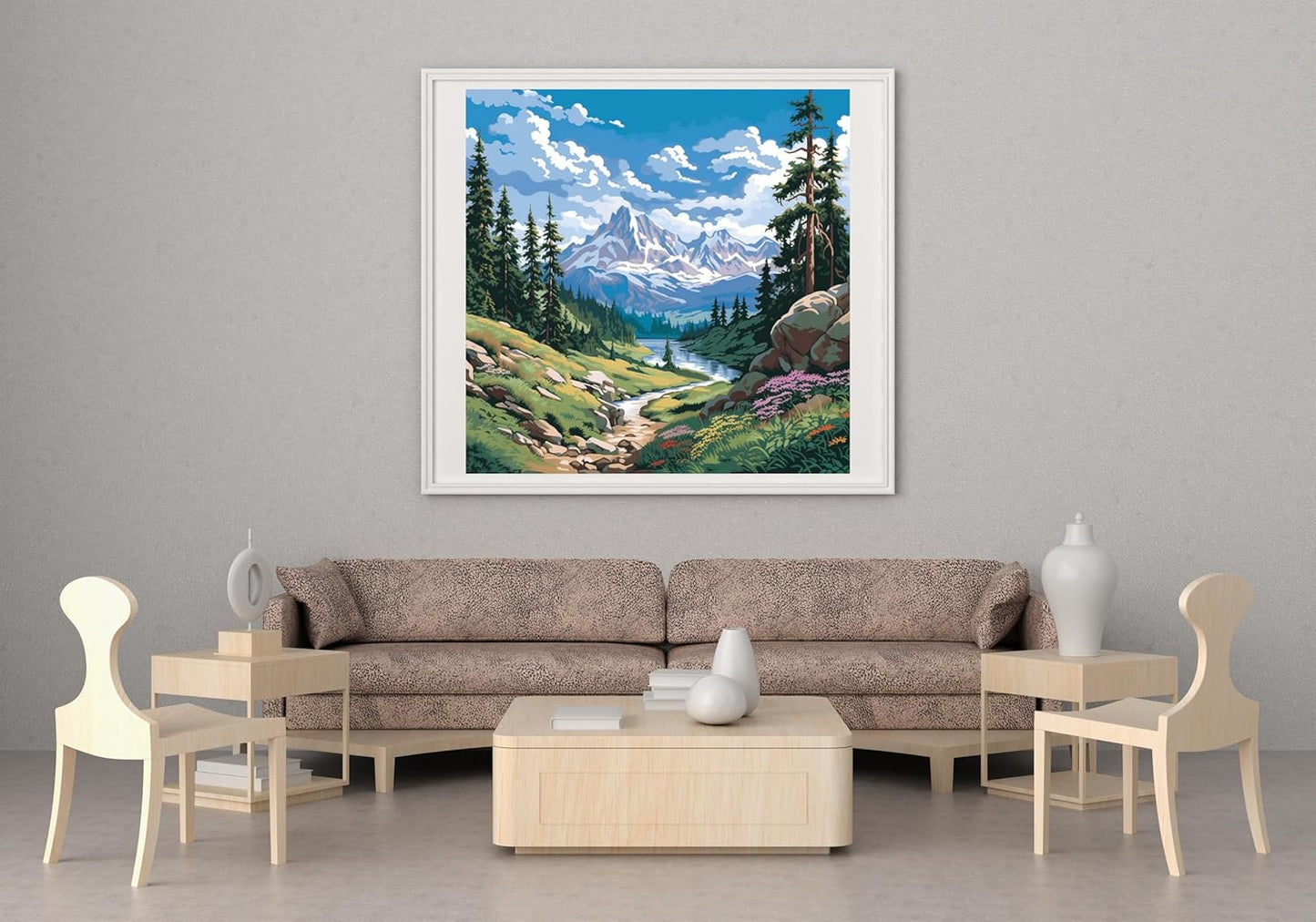 14CT Counted Cross Stitch Kits for Adults Mountain Flowers Stamped Cross Stitch Kits for Adults Clearance (Mountain 5)