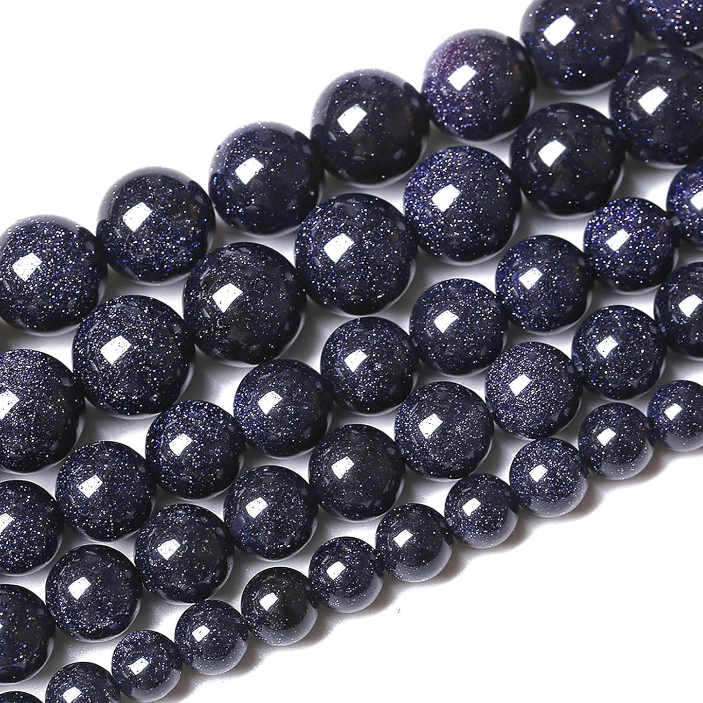 120PCS 6mm Blue Sandstone Gemstone Beads Beads Natural Stone Round Loose Beads for Jewelry Making DIY Bracelet Necklace 32" 2 Strands