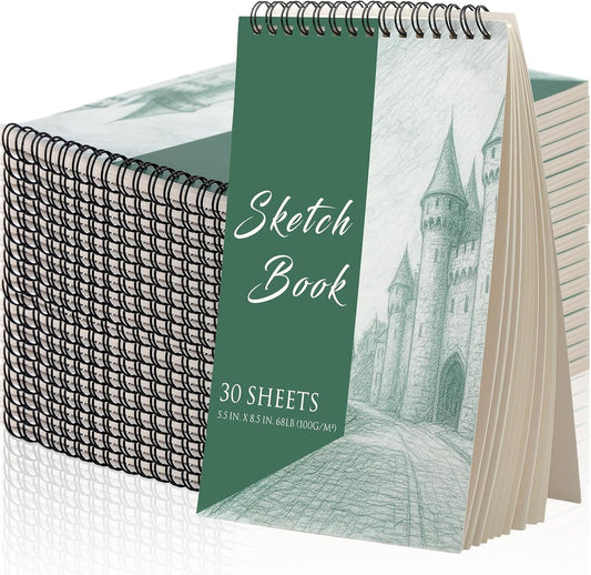 DINGIXOC 20 Pack Small Sketchbooks, 5.5" x 8.5" Mini Sketch Pad, Top Spiral Bound, 68lb/100gsm, Art Sketch Pads for Drawing & Painting(30 Sheets Each)