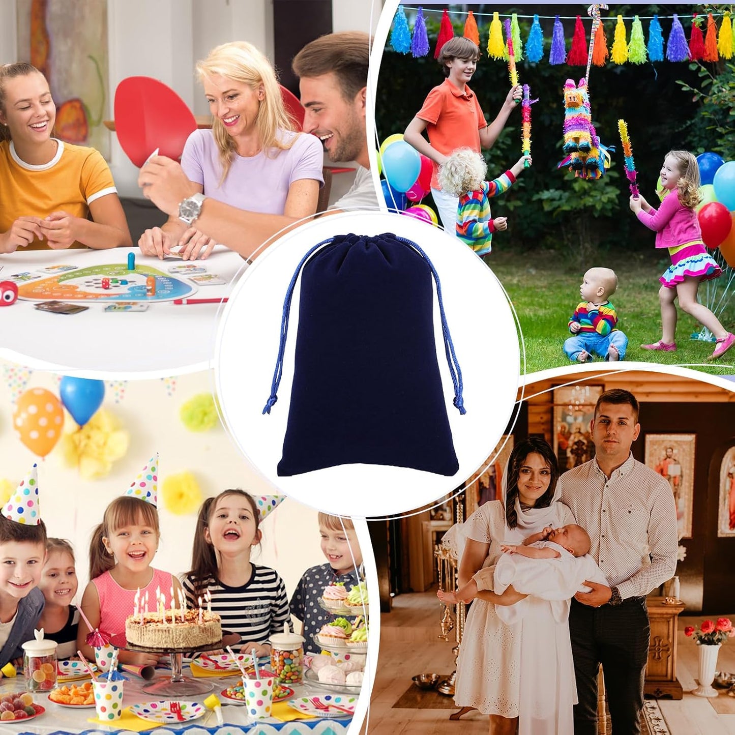 Velvet Drawstring Jewelry Bag, 50Pcs Blue Coin Pouch, 4x6 Tarot Card Holder For Wrapping Halloween Party Favors, Small Jewelry, Small Bussiness, Pendents, Bracelet, Customers