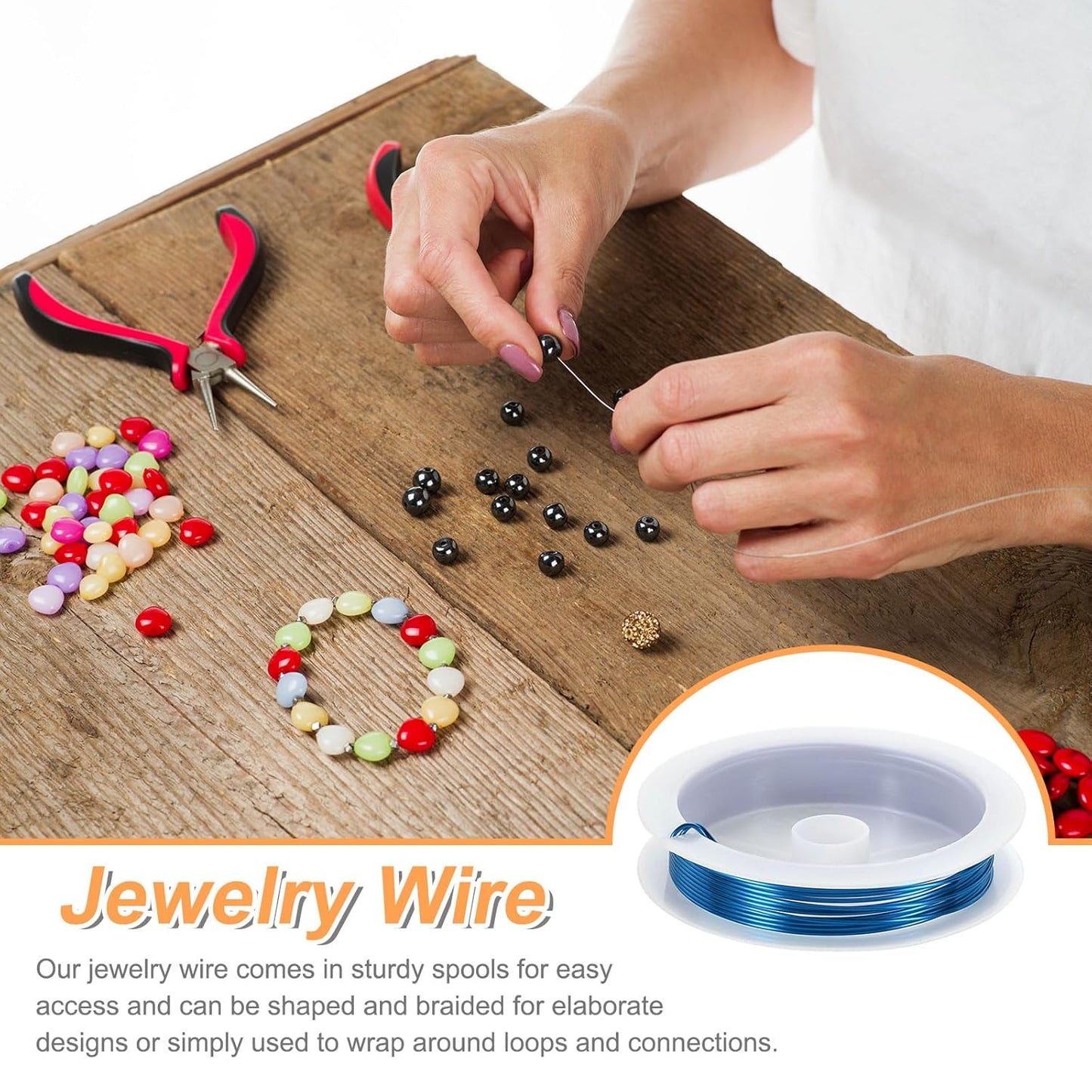 HARFINGTON 8ft Jewelry Wire, 20 Gauge (0.8mm) Brass Craft Soft Metal Tarnish Resistant Copper Beading Wire for Jewelry Making Supplies Crafting, Blue