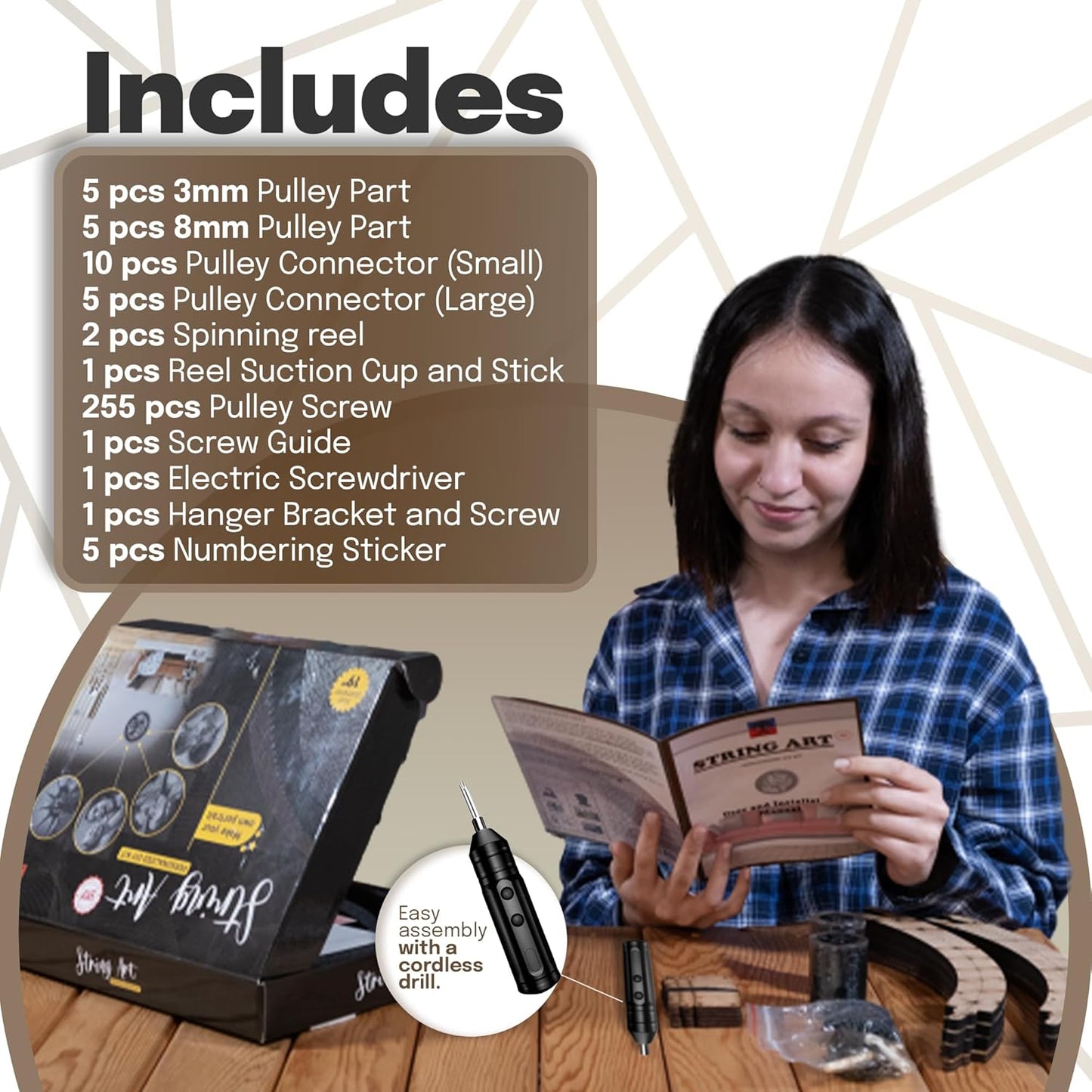 MindArts String Art Kit for Adults - DIY String Art with All Necessary Accessories, Personalized Round Design, Craft Kit, Circle Table - Home Decoration