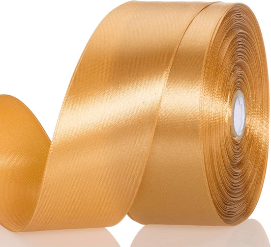 1 1/2 Copper Solid Satin Ribbon, 50 Yards Craft Fabric Ribbon for Gift Wrapping Floral Bouquets Wedding Party Decoration