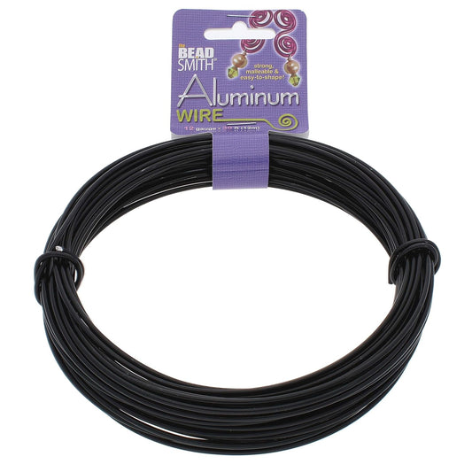 The Beadsmith Anodized Aluminum Wire – 12 Gauge – 39 feet – Black Color – Bendable Craft Wire Used to Jewelry Making, Wire Wrapping, Sculpting, Floral, Modeling and Other DIY Arts & Crafts