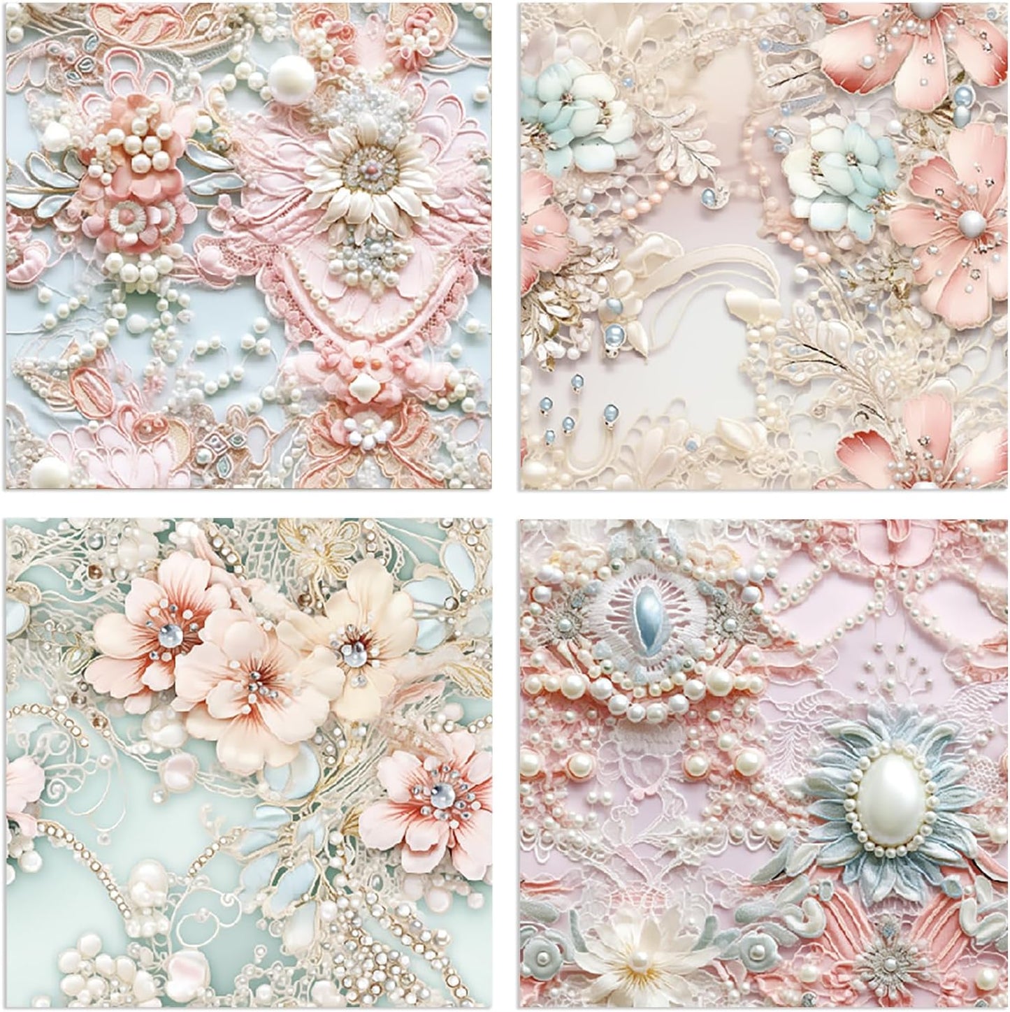 Scrapbook Paper 6X6, Card Making Supplies, Single-Sided Cardstock Paper Pads, Decorative Craft Paper, Pearlescent Bloom Pattern Paper Pack, Decopodge Papers, Scrapbooking junk journal Supplies-24 PCS