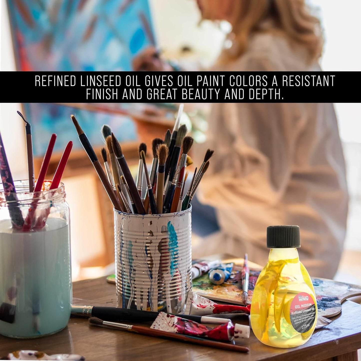 U.S. Art Supply Refined Linseed Oil, 125ml / 4.2 Fluid Ounce Container