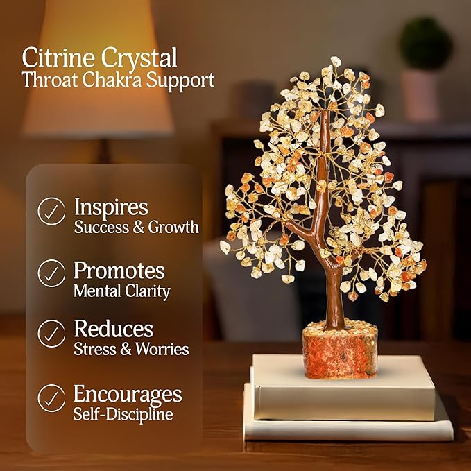 YATSKIA Citrine Healing Crystal - Gemstone Tree, Bonsai Trees, Fake Bonsai, Feng Shui Tree, Crystal Gifts for Women, Arbol De La Abundancia, Crytals and Gemstones, Good Luck Home Decor