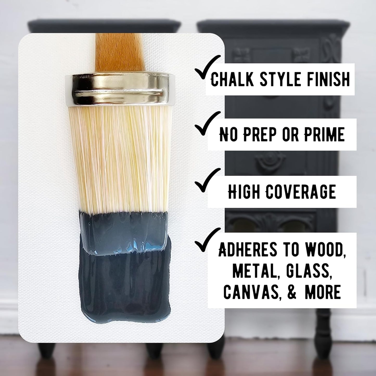 Daydream Apothecary Premium Chalk Style Paint for Furniture, Home Décor, Wood, DIY Interior Projects, Quick Dry, No Prep or Prime Needed, Matte Slate Grey - 8oz