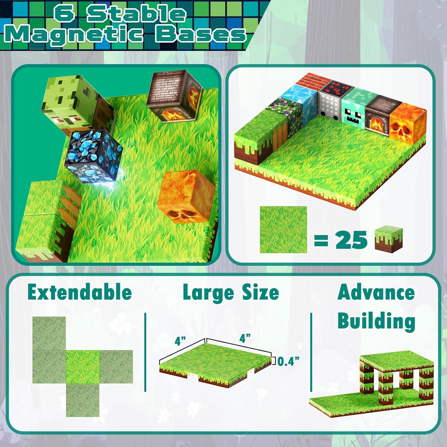 150PCS Magnetic Blocks with 6 Baseplate - Building Blocks Cubes for Kids Ages 4-8, STEM Magnet Building Toys Boys Girls, Birthday Gifts Preschool Educational Learning Toy for 3+ Years Old