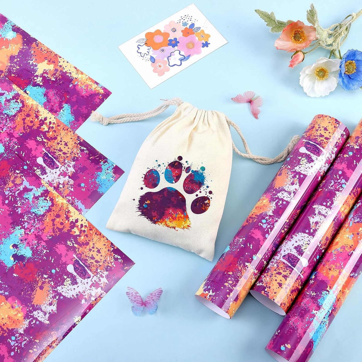 Tintnut Dark Red Splash Heat Transfer Vinyl - 6 Sheets 10"x12"Watercolor HTV Patterned HTV Iron On Vinyl for T-Shirts Hats Clothes,for Cricut & Silhouette Cameo