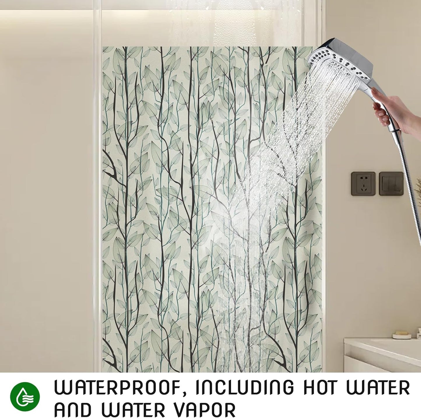 DKTIE Window Film Privacy with Installation Tools, Decorative Stained Glass Window Clings for Home, Static Cling Window Sticker for Front Door, Bathroom, Glass Door (Dark Green, 17.7'' x 78.7'')