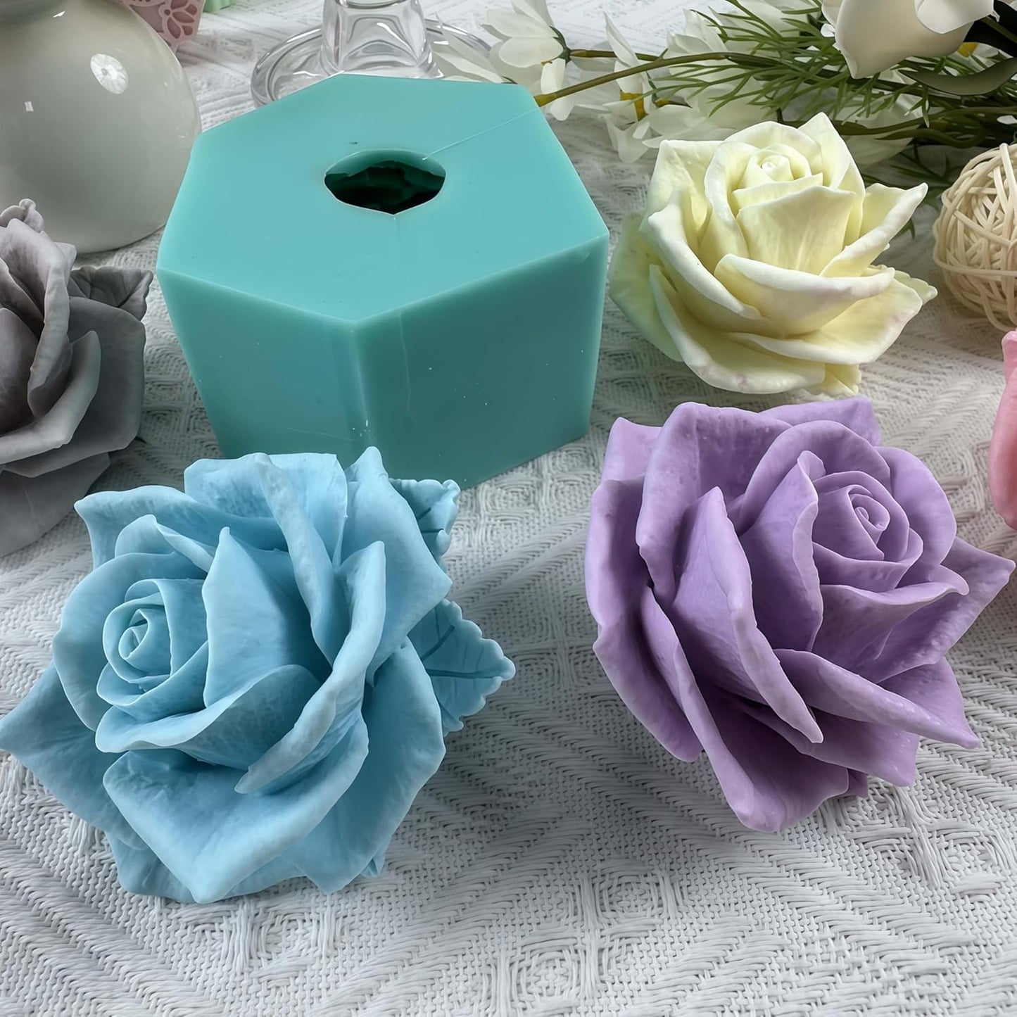 Bloom Rose Flower 3D Silicone Mold for Resin Flower Soap Candle Making DIY Molds Wedding Cake Mold Epoxy Decorating Craft Mould Baking Tools