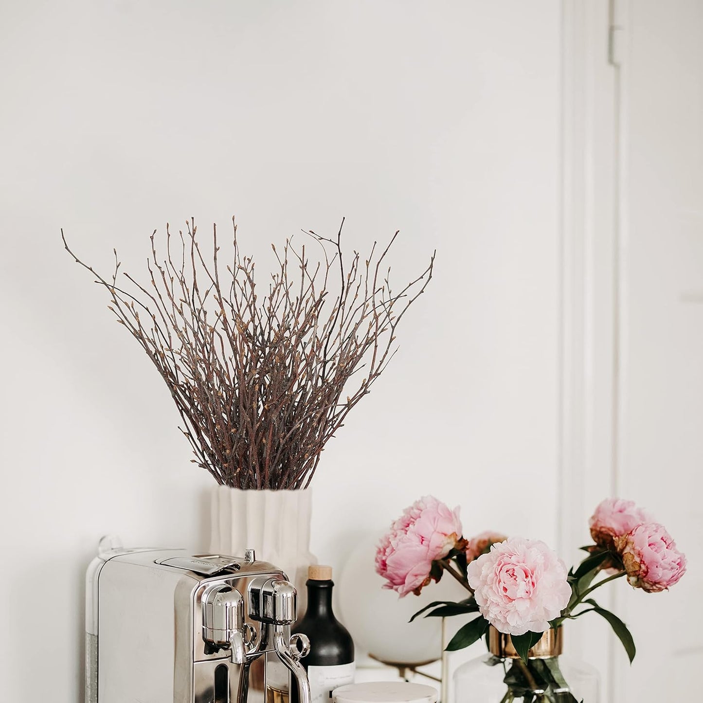 Uieke 100PCS Natural Dried Birch Twigs - 17 Inch Dried Plants Decorative Branches for DIY Crafts, Sticks for Vases Wedding Arrangements Home Wreath Decor